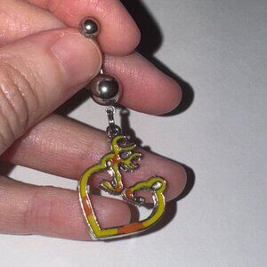 Yellow and Orange Buck and Doe Browning Dangle Belly Ring